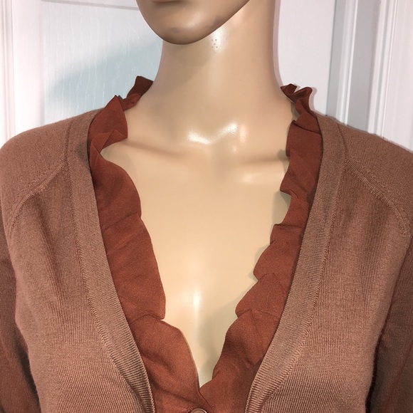 J. Crew Brown Wool/Silk Cardigan M - Picture 2 of 6